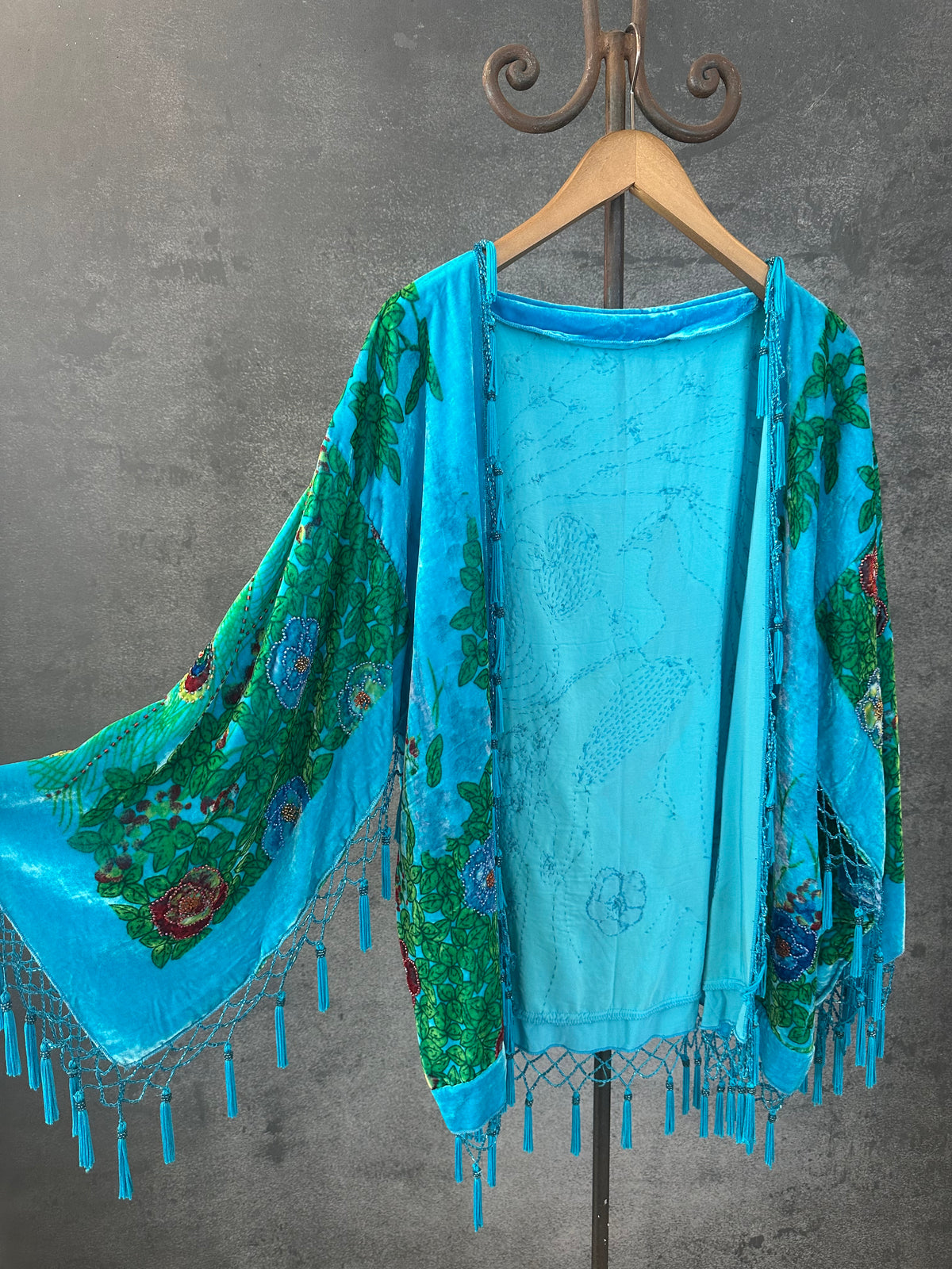 Vintage Short Jacket "Turquoise Peacock"