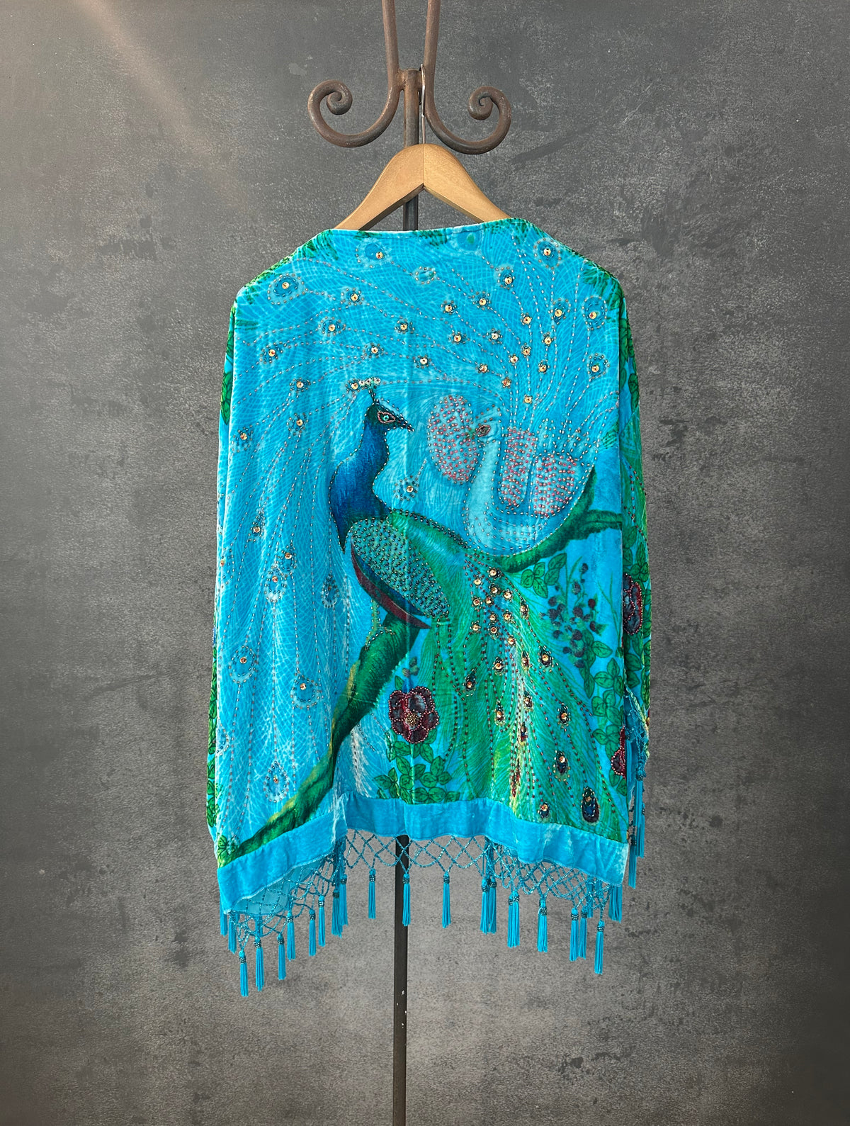 Vintage Short Jacket "Turquoise Peacock"