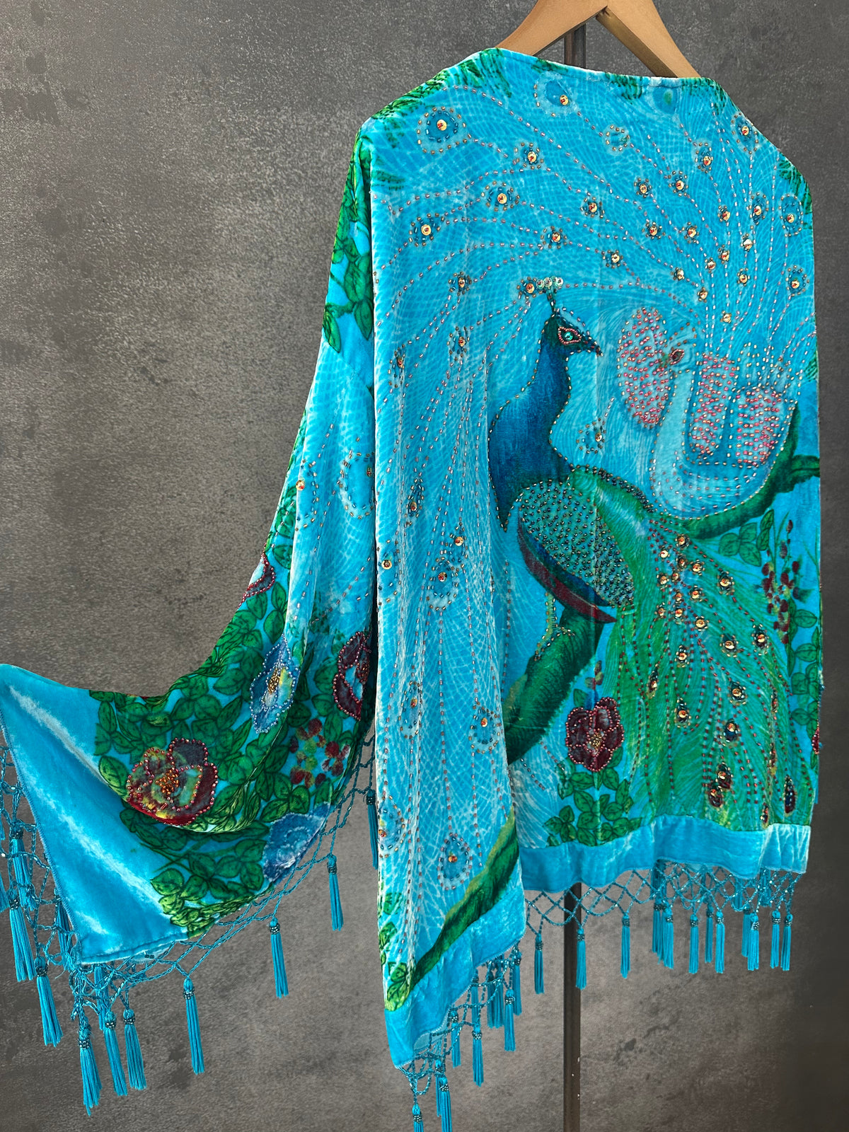 Vintage Short Jacket "Turquoise Peacock"
