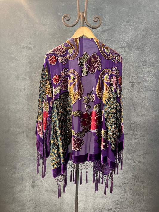 Vintage Short Jacket "Purple Peacock"
