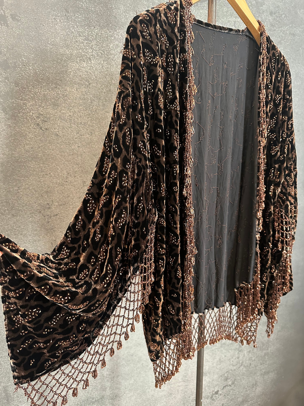 Vintage Short Jacket Fully Beaded Leopard