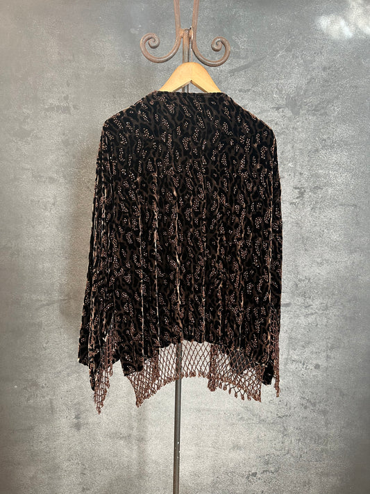 Vintage Short Jacket Fully Beaded Leopard