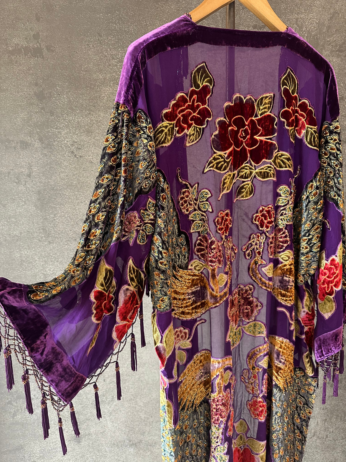 Purple Quad Peacock Long Jacket