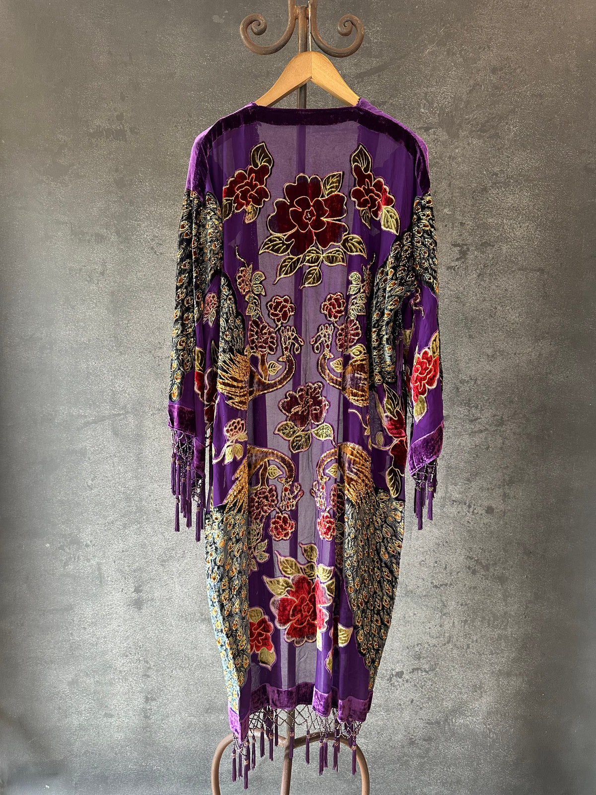 Purple Quad Peacock Long Jacket
