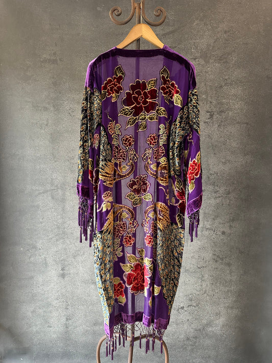 Purple Quad Peacock Long Jacket