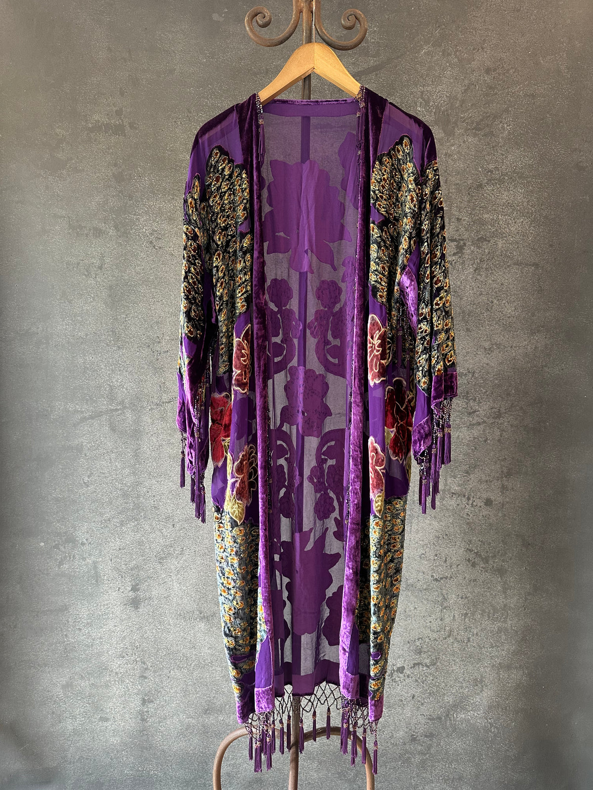Purple Quad Peacock Long Jacket
