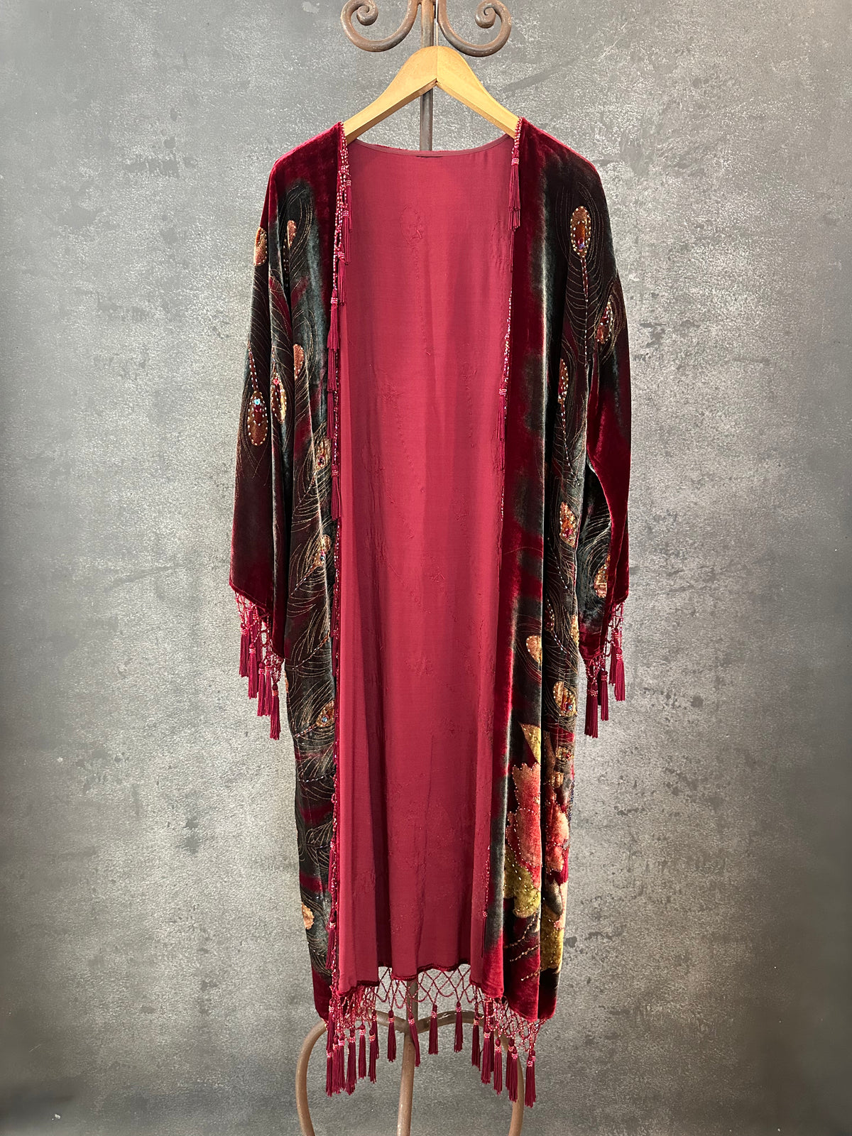 Vintage Wine Peacock Long Jacket