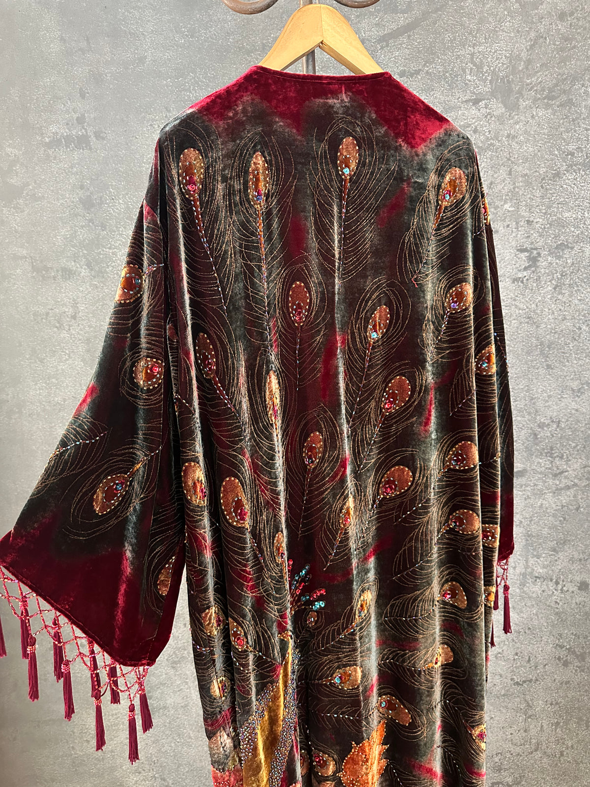Vintage Wine Peacock Long Jacket