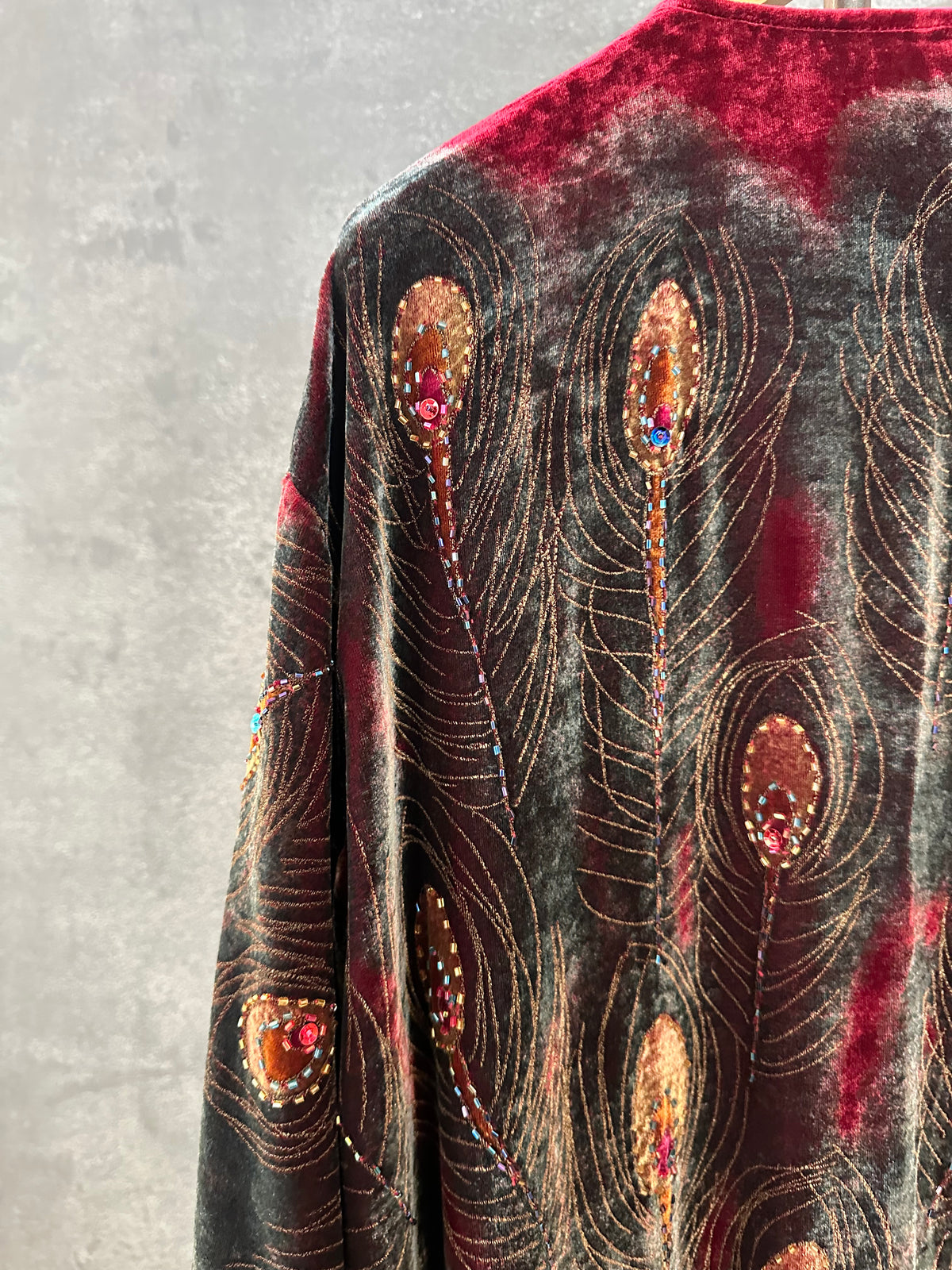 Vintage Wine Peacock Long Jacket