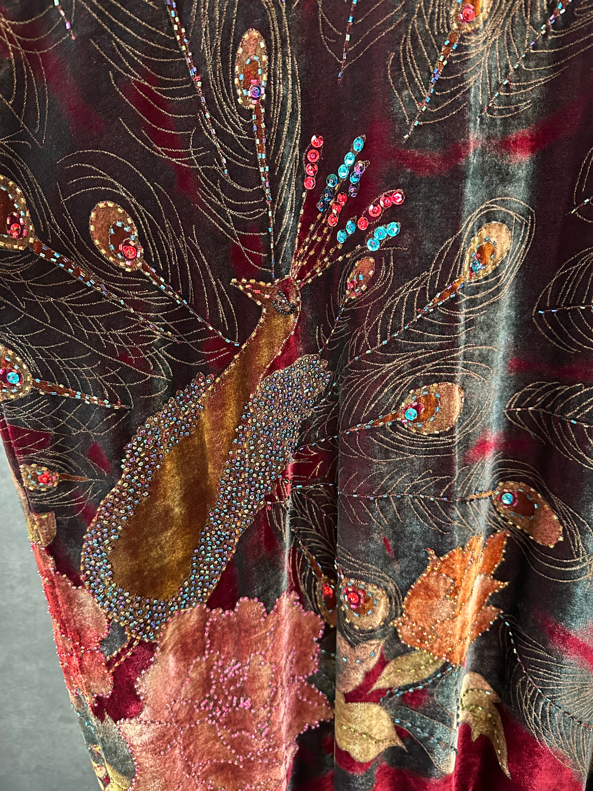 Vintage Wine Peacock Long Jacket