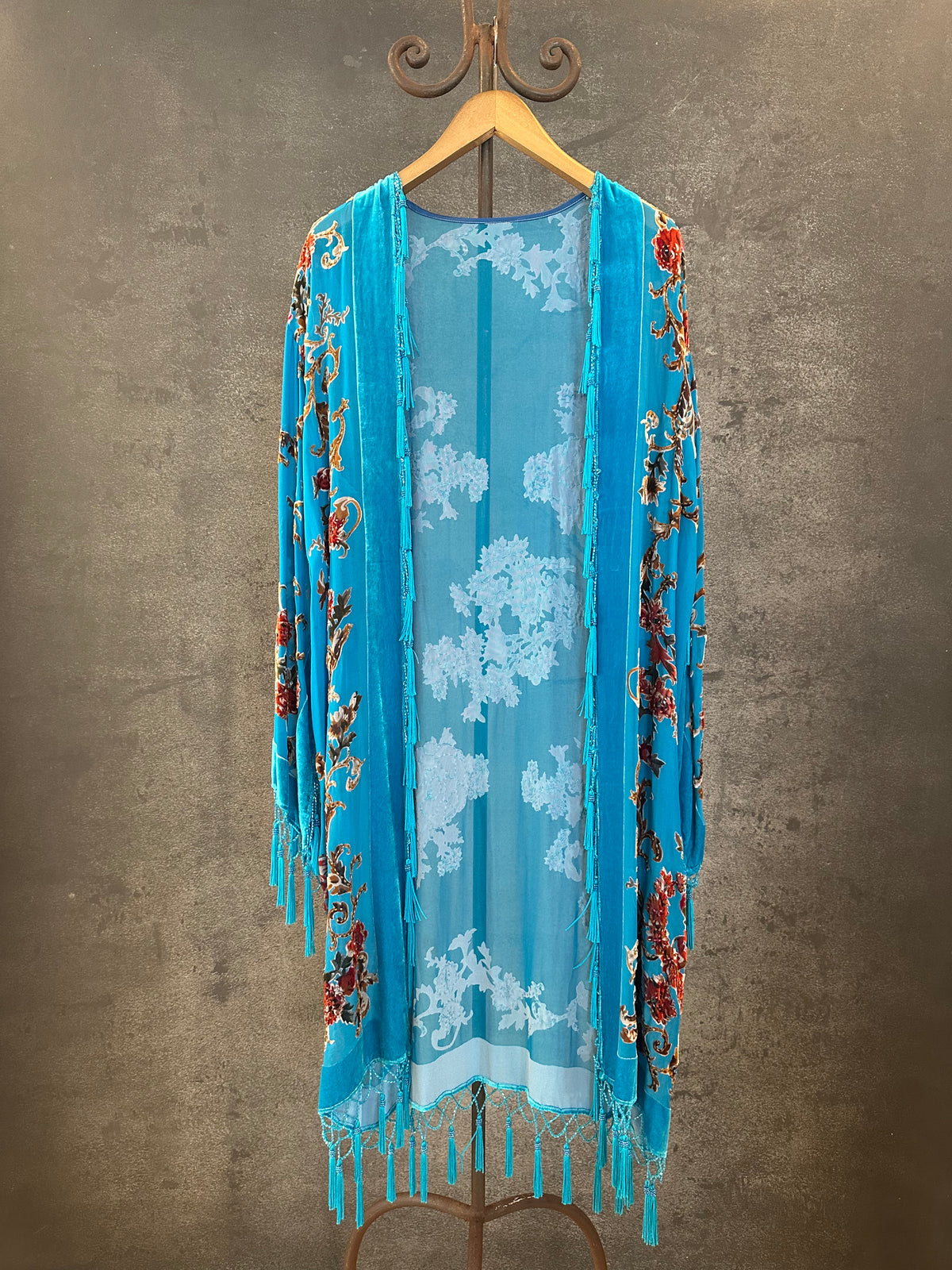 Vintage Turquoise English Garden Long Jacket