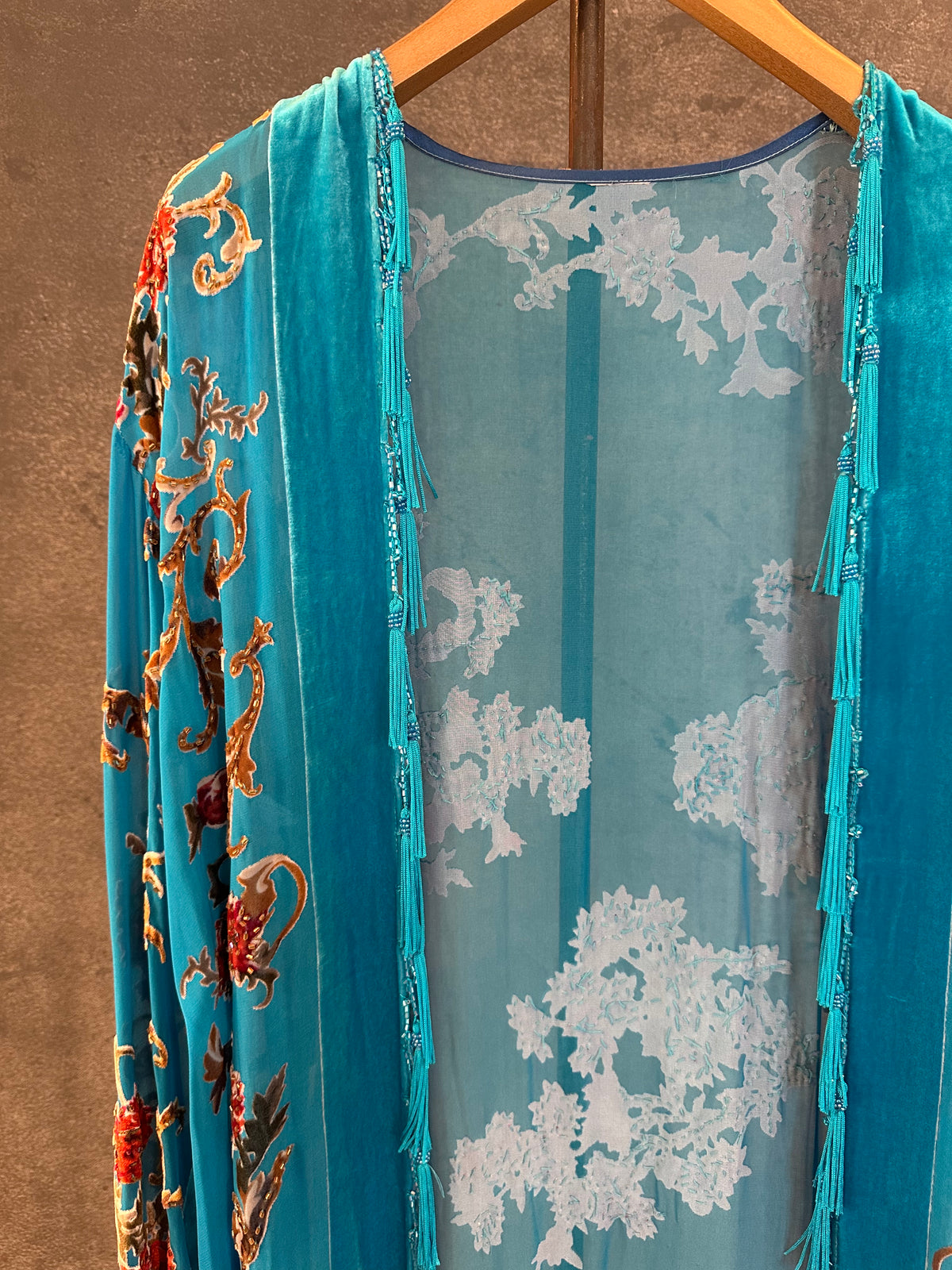 Vintage Turquoise English Garden Long Jacket