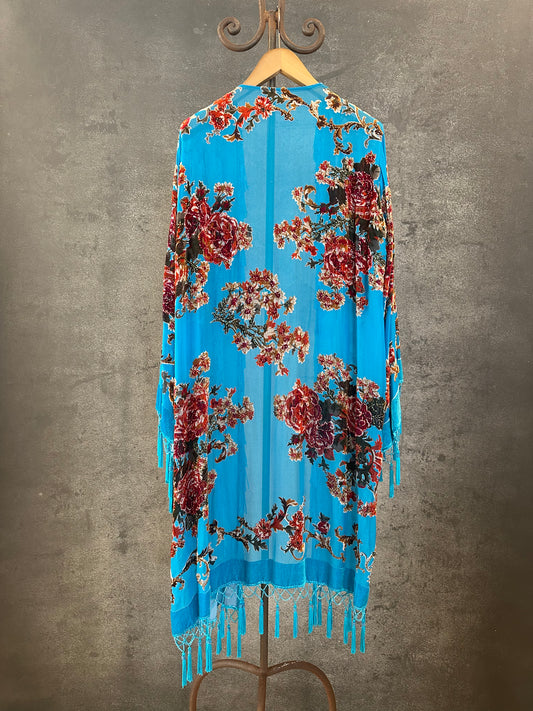 Vintage Turquoise English Garden Long Jacket