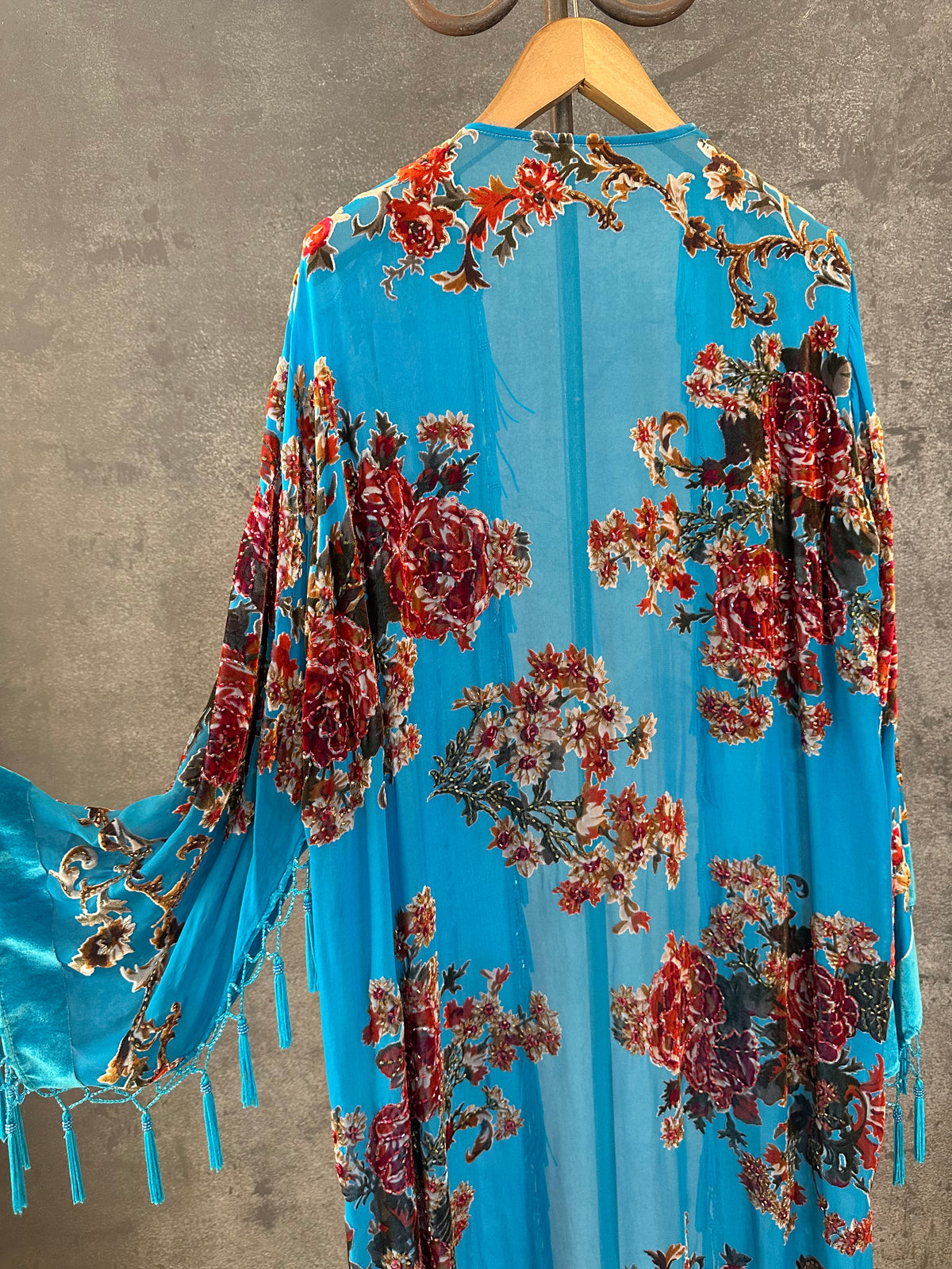 Vintage Turquoise English Garden Long Jacket