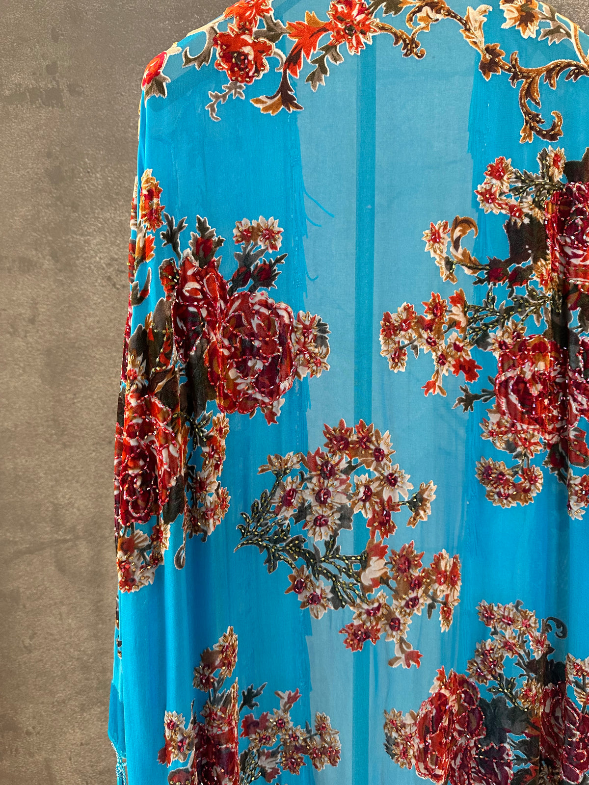 Vintage Turquoise English Garden Long Jacket